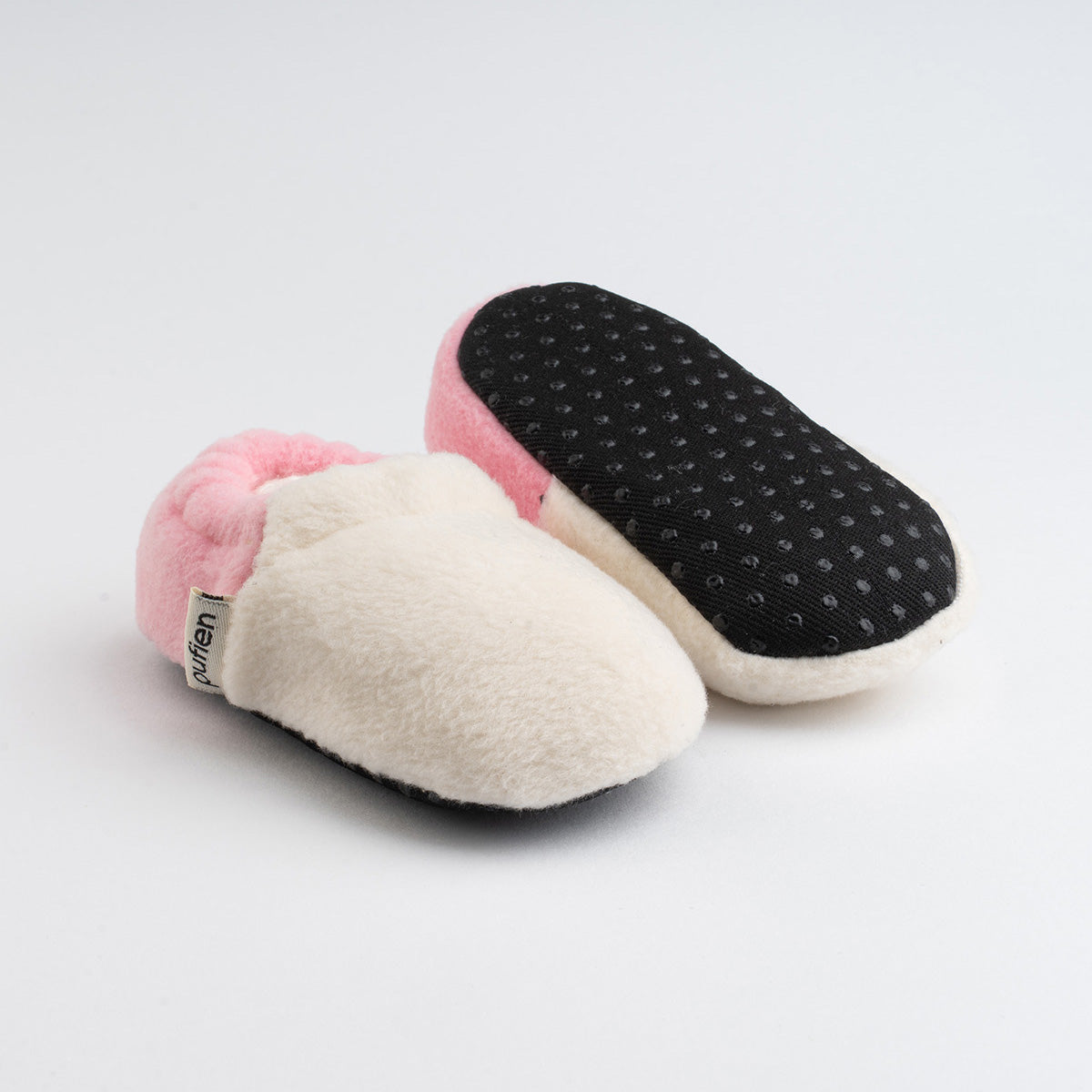 kaydırmaz kısa beyaz- pembe polar patik