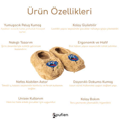 Mikrop Desenli Wellsoft Peluş Ev Patiği