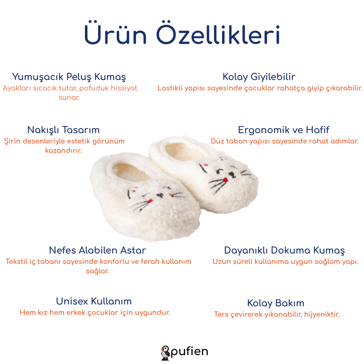 Kedi Desenli Wellsoft Peluş Ev Patiği