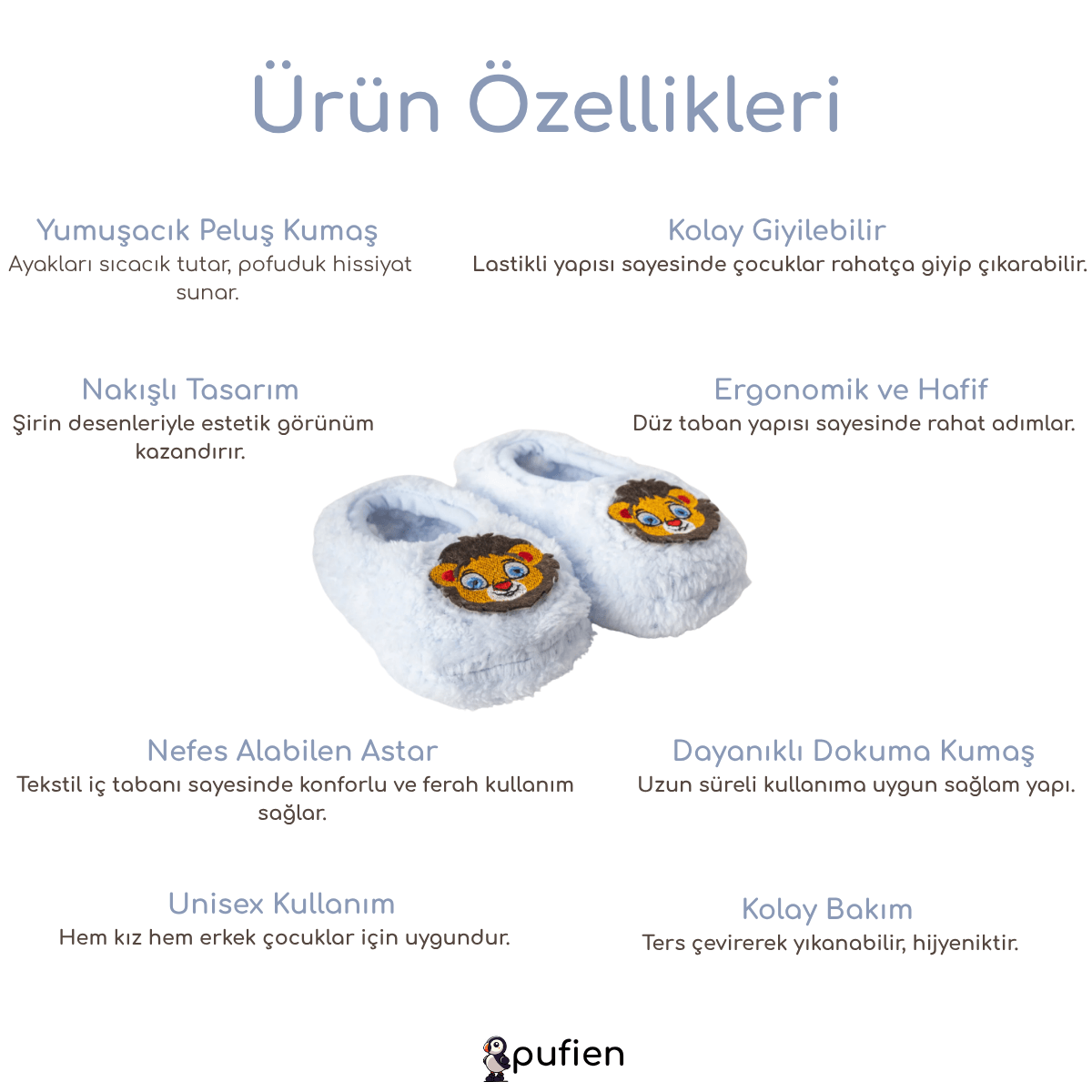 Aslan Desenli Wellsoft Peluş Ev Patiği