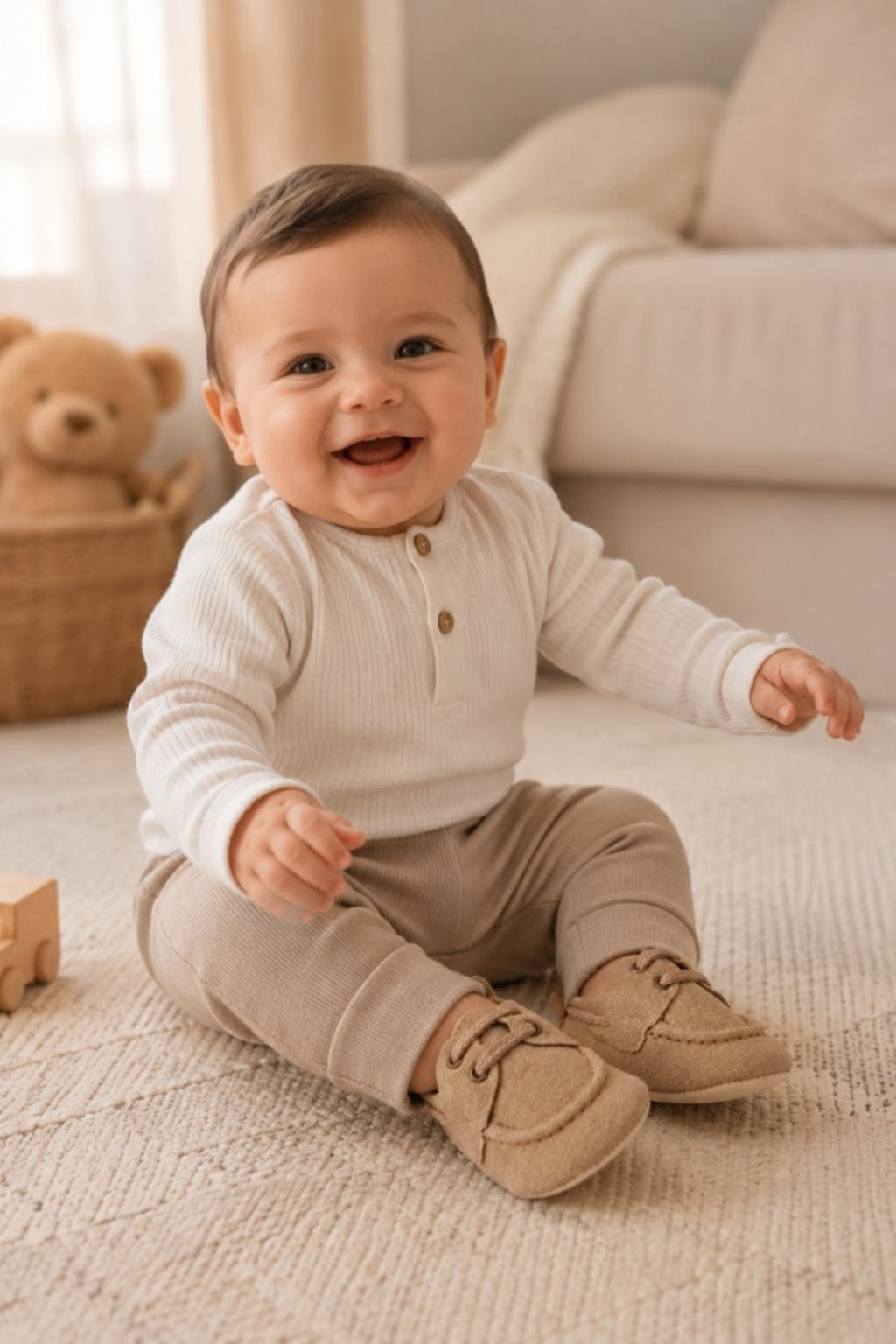 Süet Bağcıklı Bebek Loafer Ayakkabı