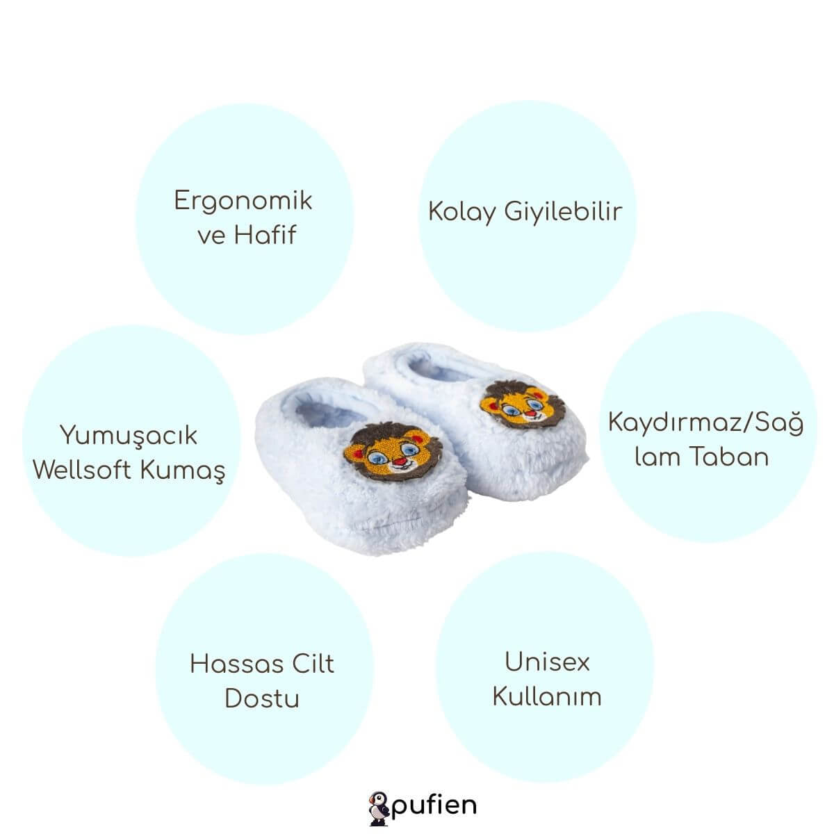 Aslan Desenli Wellsoft Peluş Ev Patiği - Pufien