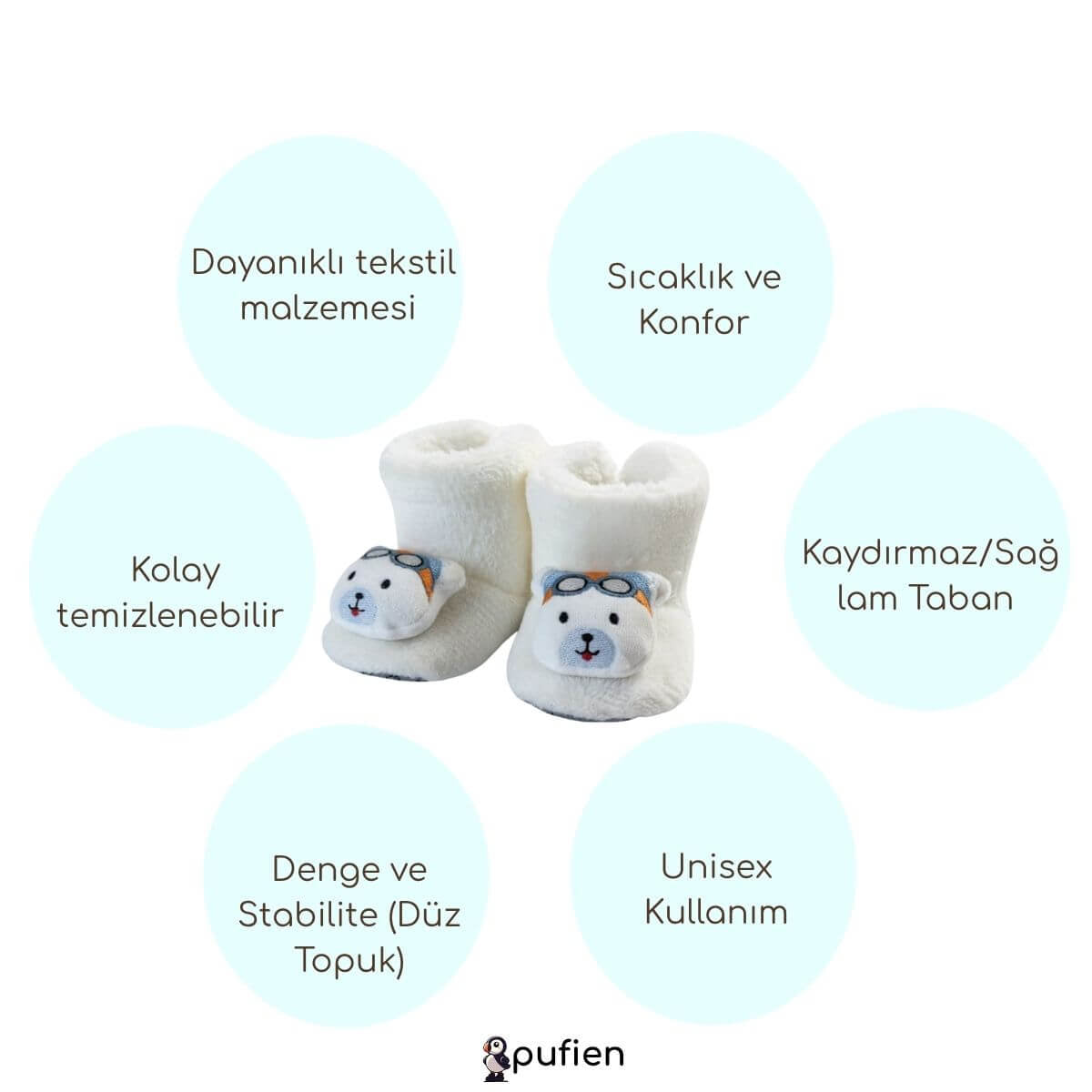 Ayıcık Desenli Peluş Ev Botu - Pufien