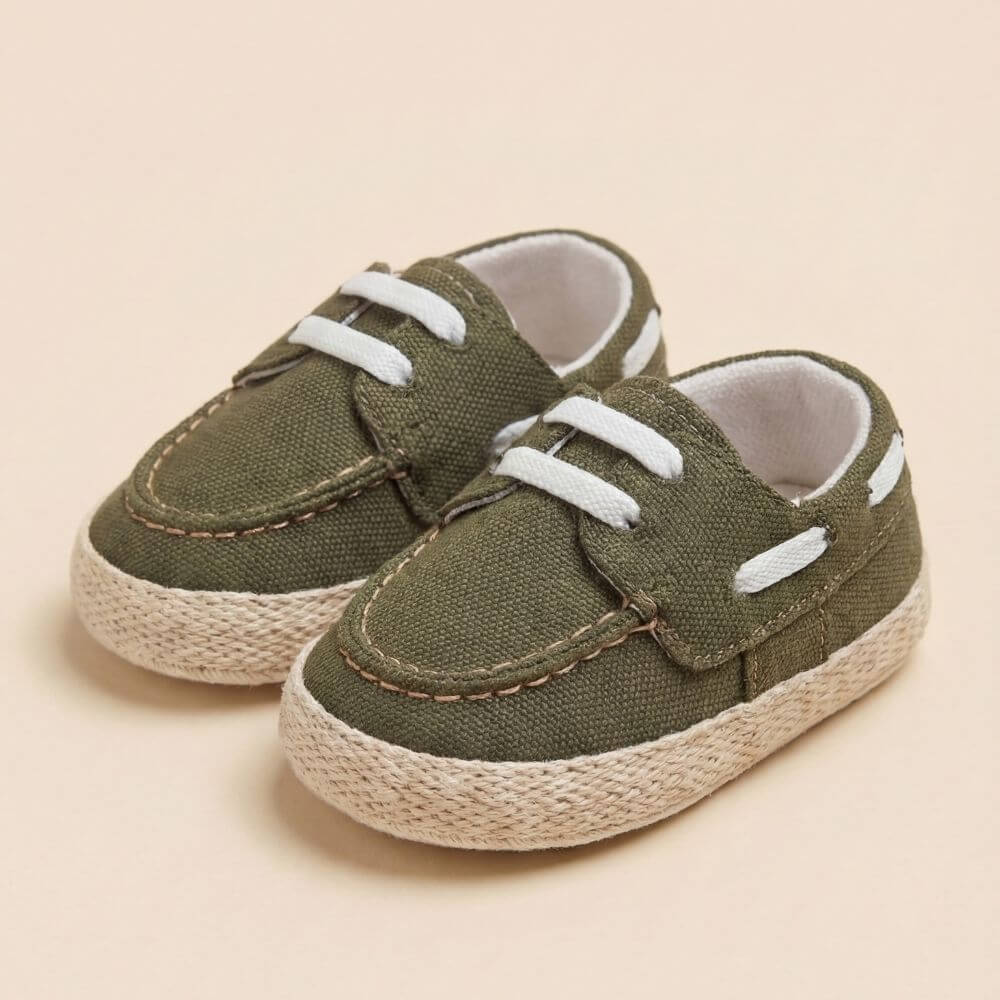 Bağcıklı Haki Günlük Bebek Sneaker Ayakkabı - Pufien