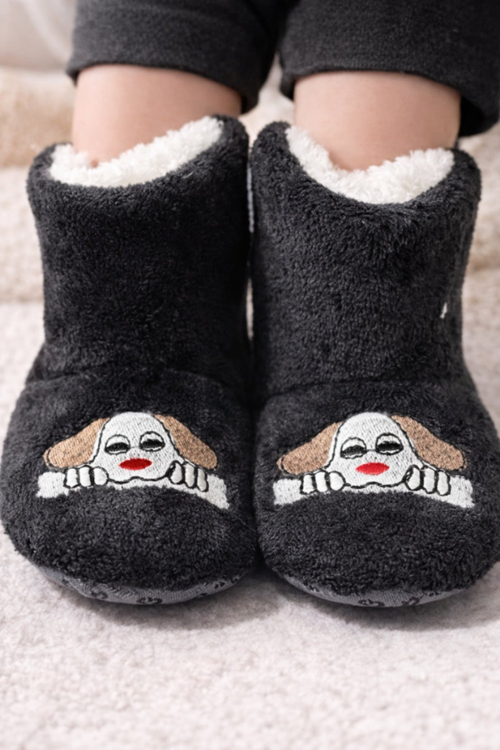 Bebek & Çocuk Kaydırmaz Tabanlı Ev Botu / Panduf / Kışlık Peluş Bot / Sevimli Desen - PufienPanduf