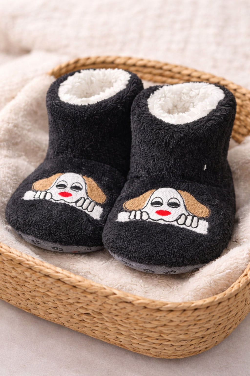 Bebek & Çocuk Kaydırmaz Tabanlı Ev Botu / Panduf / Kışlık Peluş Bot / Sevimli Desen - PufienPanduf