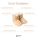 Bej Dama Desenli Peluş Ev Botu - Pufien