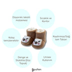 Bej Panda Desenli Peluş Ev Botu - Pufien