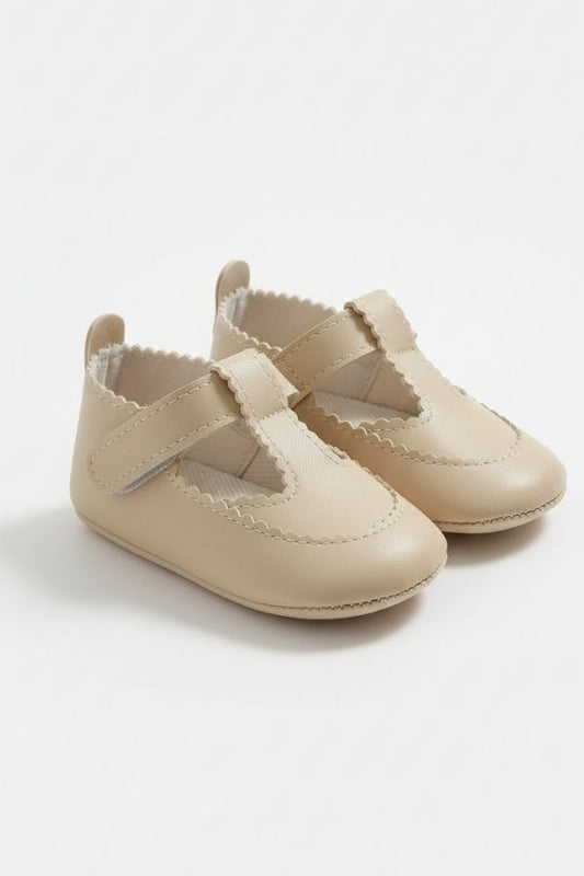 Suni Deri Bebek Ayakkabısı, Cırtlı Kaymaz Taban