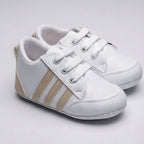 Bej Beyaz Yeşil Çizgili Bağcıklı Bebek Sneaker Ayakkabı