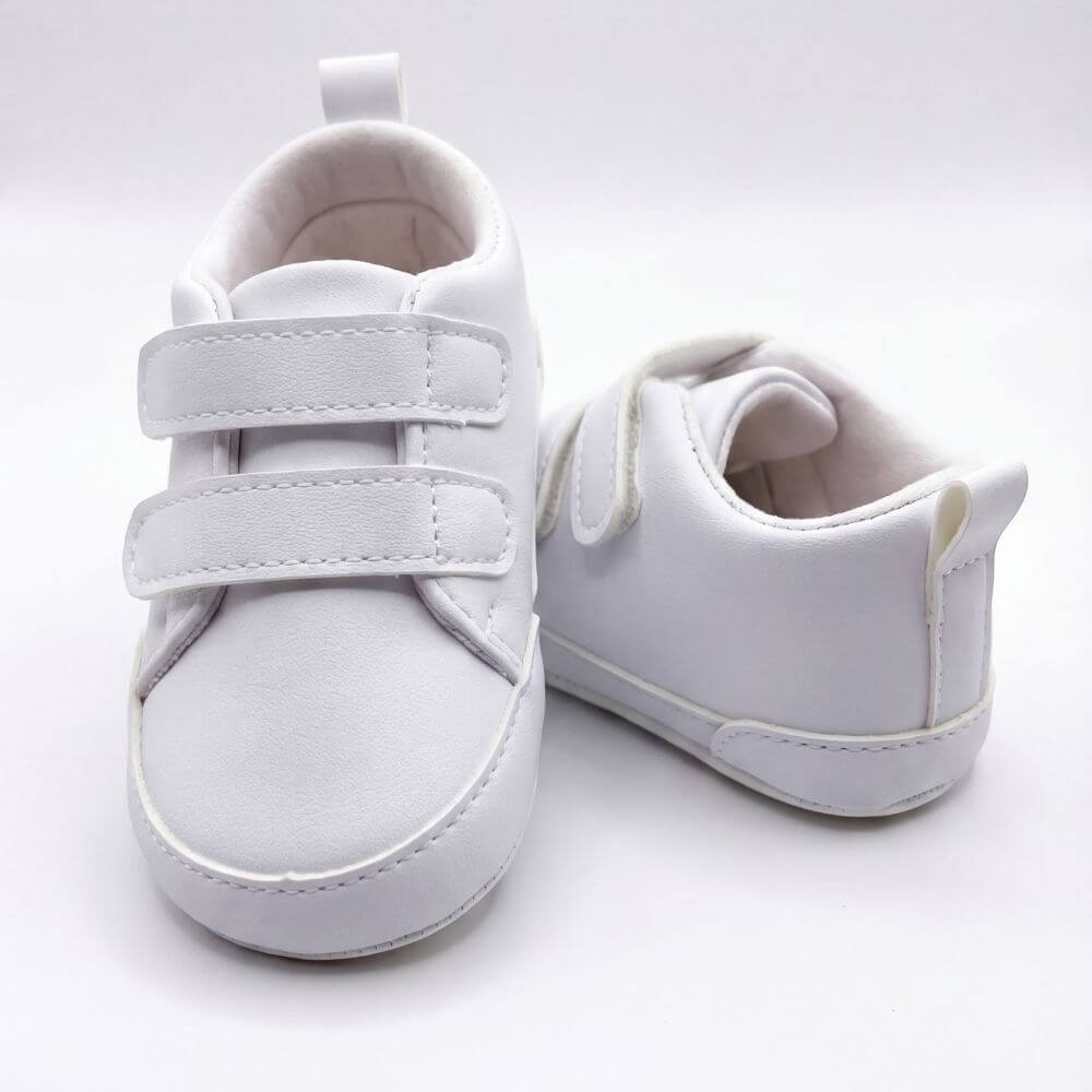 Beyaz Çift Cırt Cırtlı Bebek Sneaker Ayakkabı - Pufien