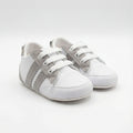 Beyaz Gri Çizgili Bağcıklı Bebek Sneaker Ayakkabı - Pufien