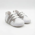 Gri Beyaz Yeşil Çizgili Bağcıklı Bebek Sneaker Ayakkabı