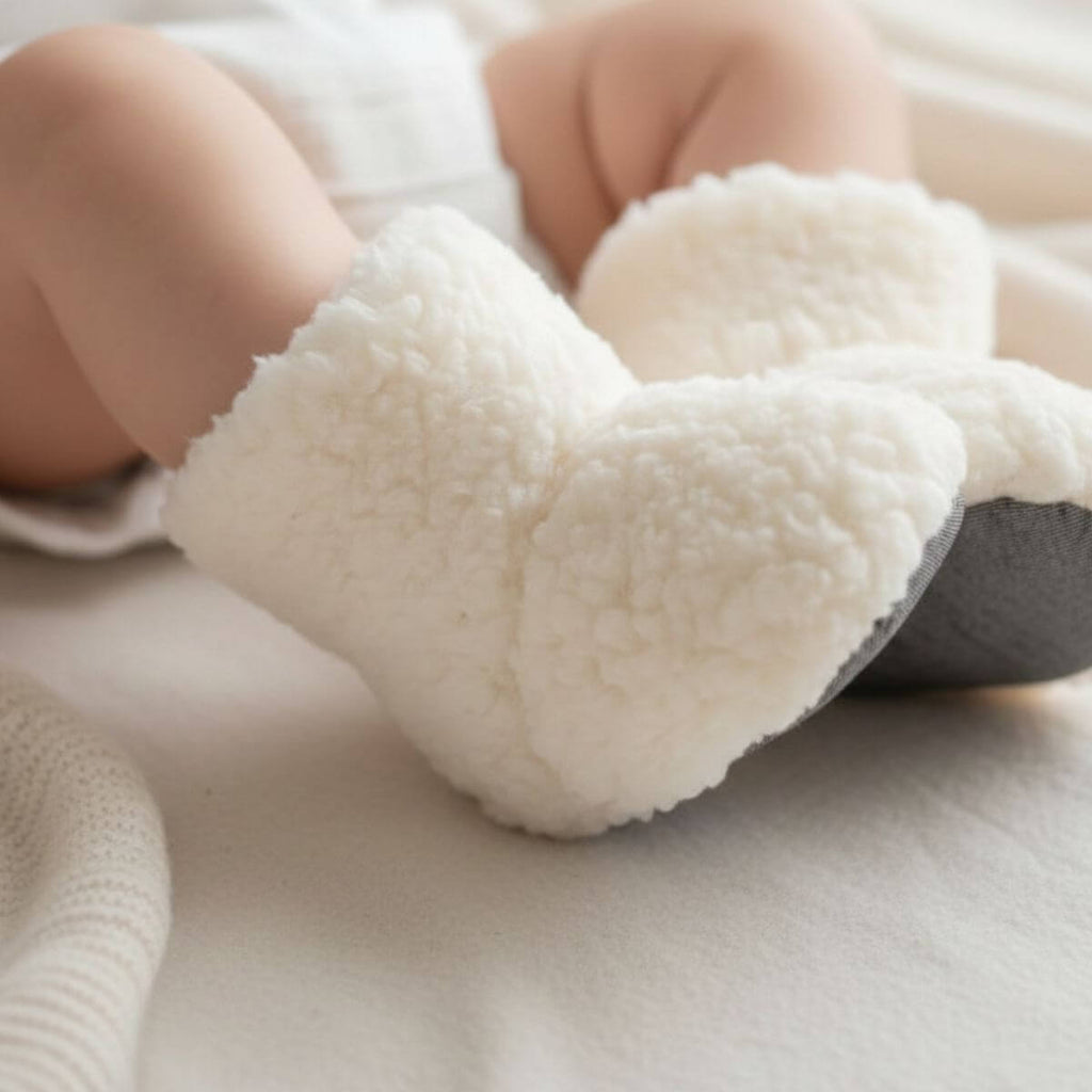 Beyaz Kuzu Peluş Çocuk Ev Botu - Pufien