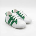 Beyaz Yeşil Çizgili Bağcıklı Bebek Sneaker Ayakkabı - Pufien
