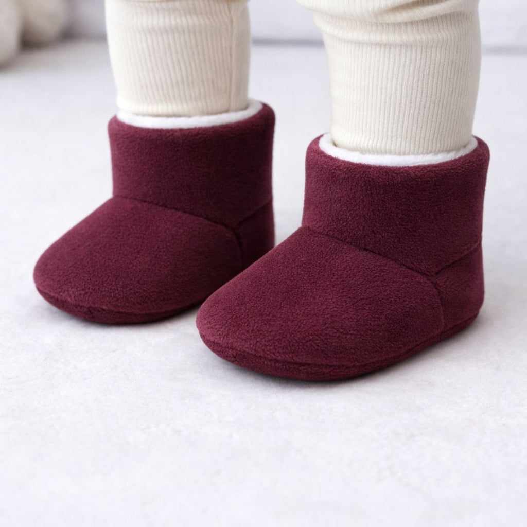 Bordo Peluş Kaydırmaz Bebek Ev Botu - Pufien
