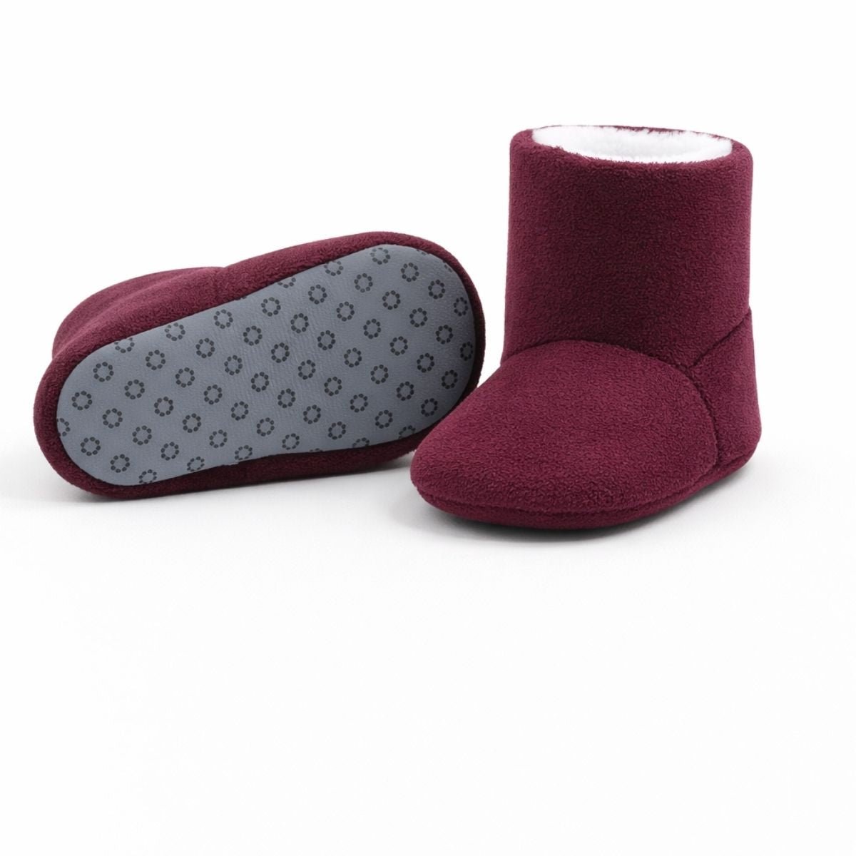 Bordo Peluş Kaydırmaz Bebek Ev Botu - Pufien