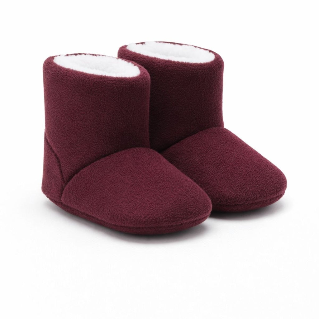 Bordo Peluş Kaydırmaz Bebek Ev Botu - Pufien