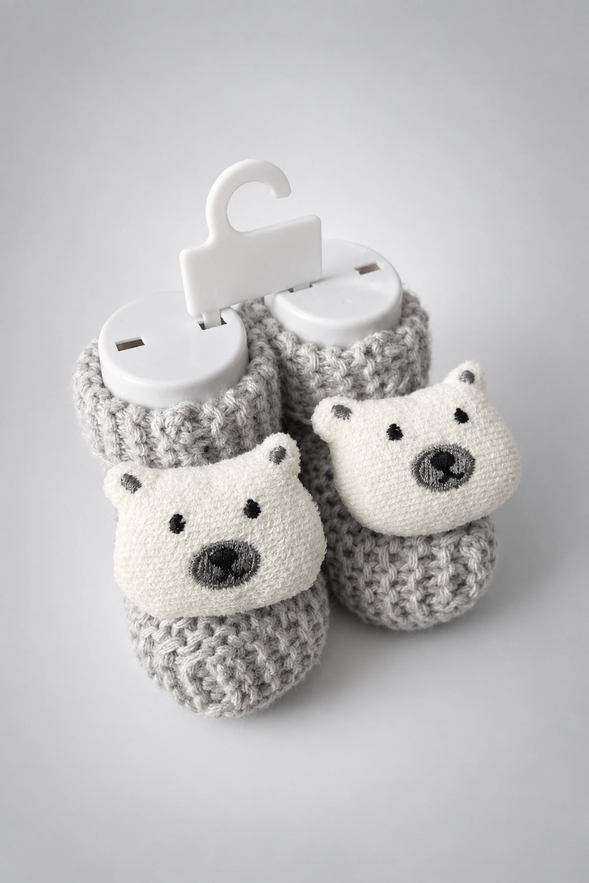 Örgü Patik, Yenidoğan Bebek Patiği, Peluş Hayvan Figürlü Triko Panduf, 3lü set - Maymun-Ayı-Geyik 3'lü Set