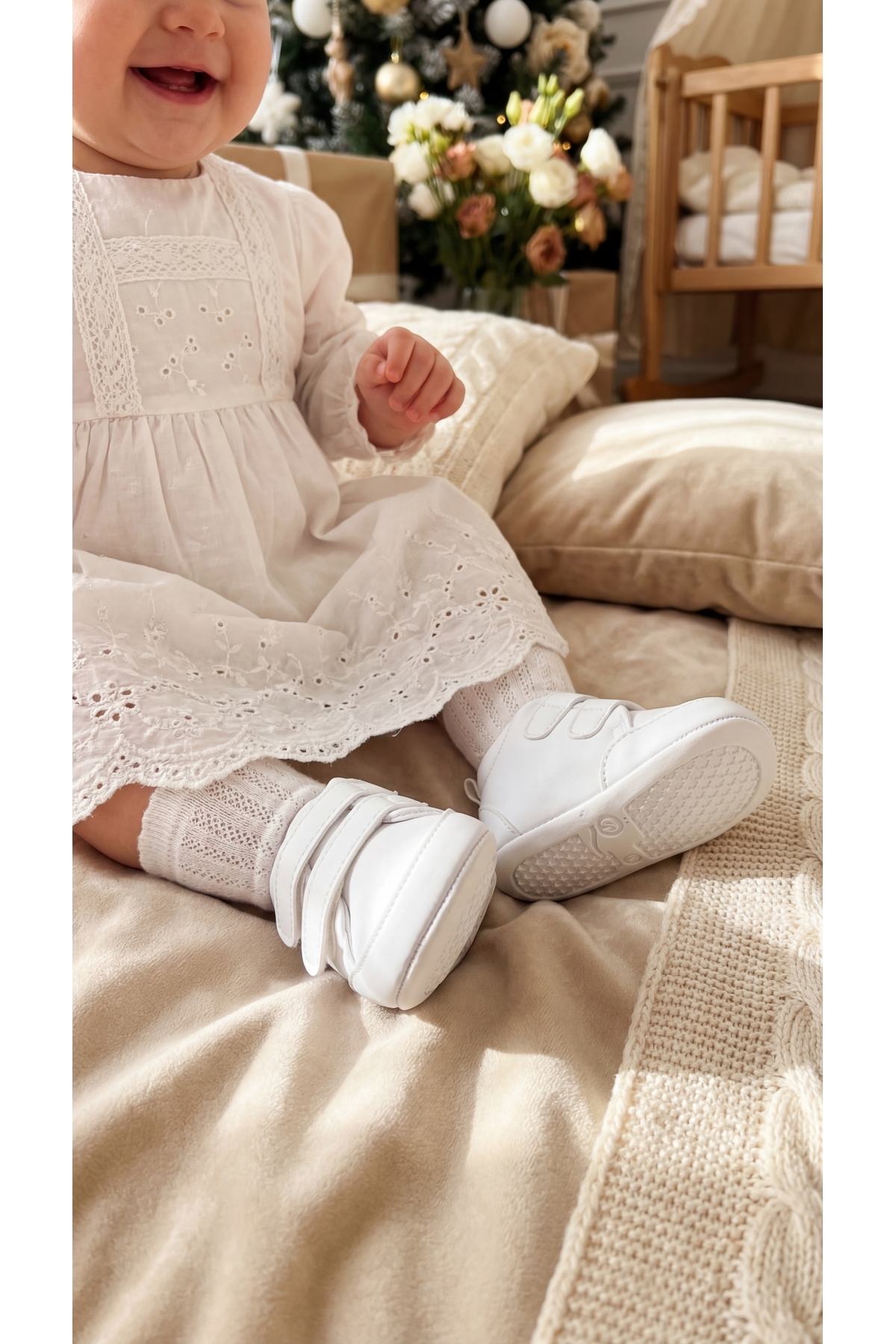 Çift Cırt Cırtlı Bebek Sneaker Ayakkabı — Beyaz