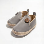 Düğmeli Gri Slip - on Şık Bebek Ayakkabı - Pufien