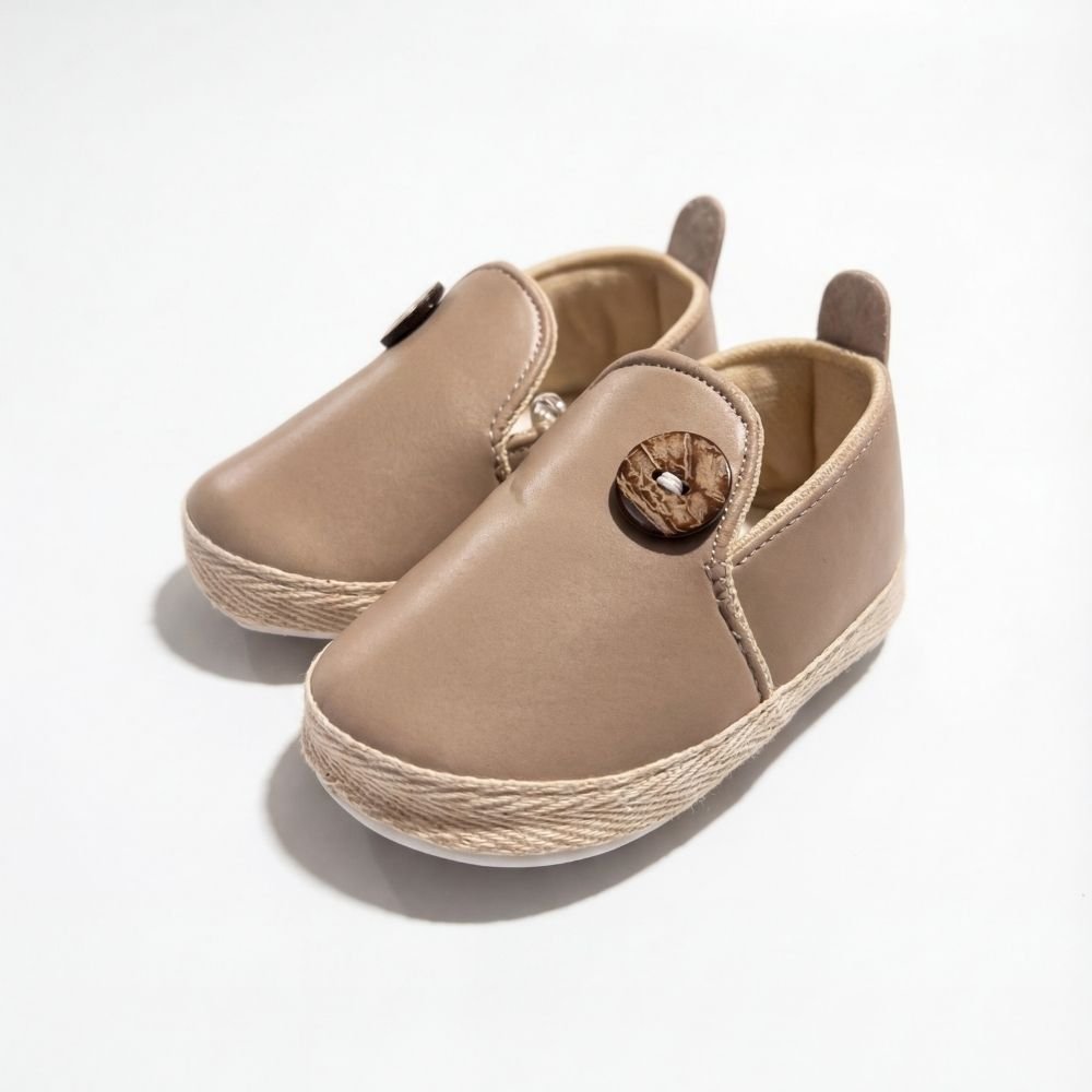 Vizon Düğmeli Gri Slip-on Şık Bebek Ayakkabı