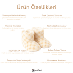 Ekru Dama Desenli Peluş Ev Botu - Pufien