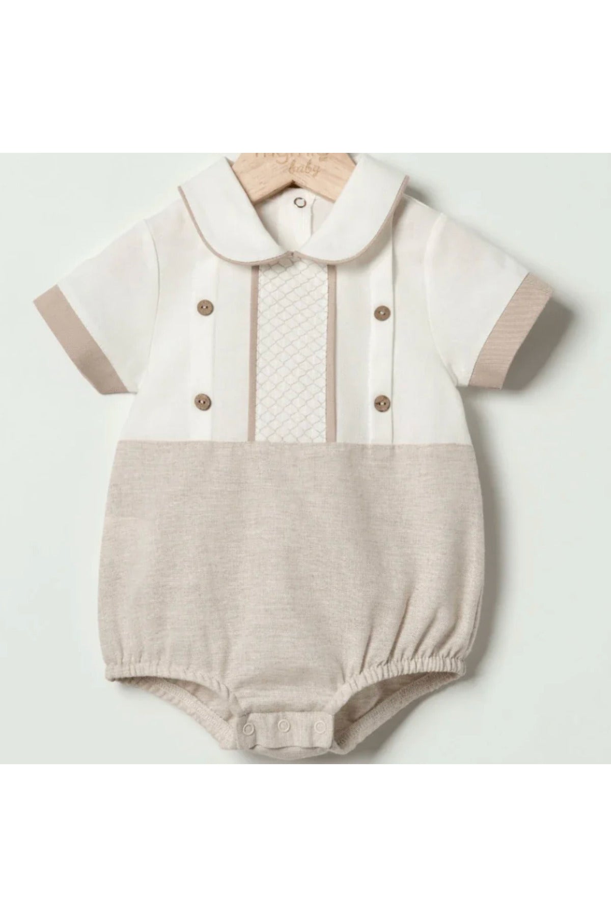 Erkek Bebek Çıtçıtlı Romper Tulum Kahverengi, 0-12 Ay