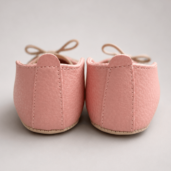 Fiyonklu Kız Bebek İlk Adım Ayakkabısı Kaydırmaz Taban Yumuşak Taban Pembe - Pembe - Pufienpixa