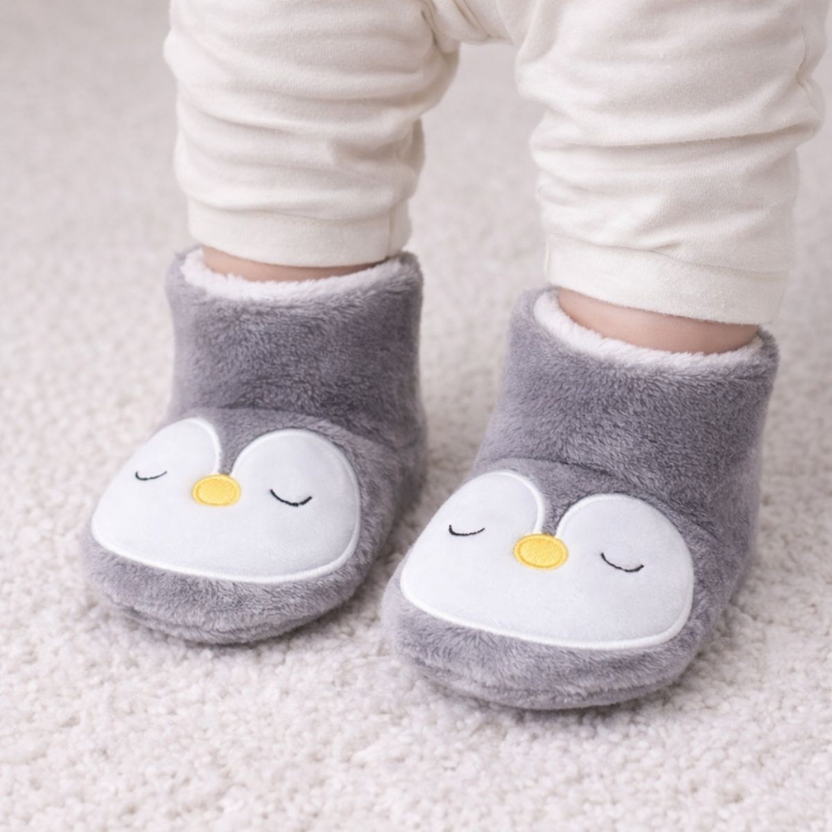 Gri Baykuş Desenli Peluş Ev Botu - Pufien