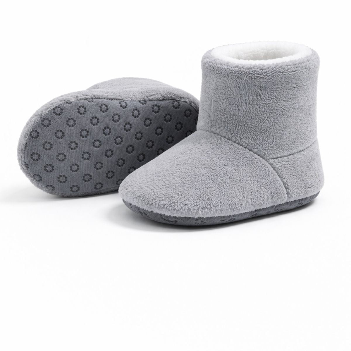 Gri Peluş Kaydırmaz Bebek Ev Botu - Pufien