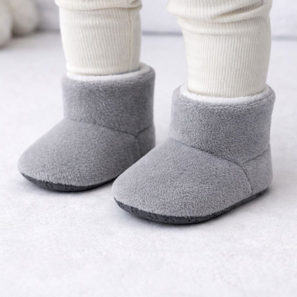 Gri Peluş Kaydırmaz Bebek Ev Botu - Pufien