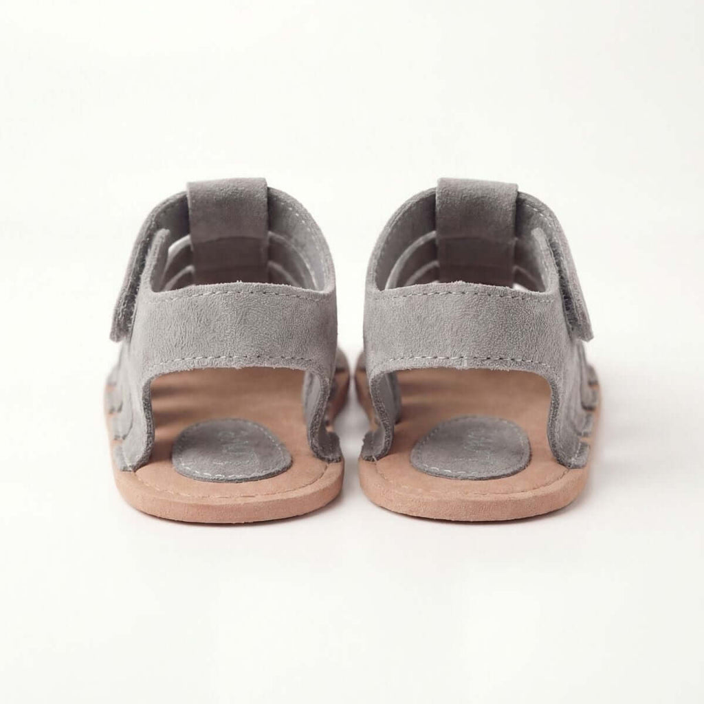 Gri Süet Bantlı Bebek Sandalet Unisex Yazlık - Pufien