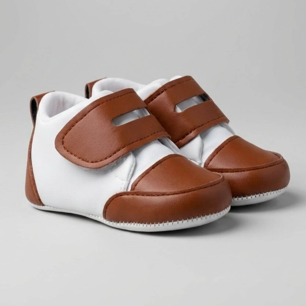 Kahverengi Cırt Cırtlı Bebek Sneaker Ayakkabı - Pufien