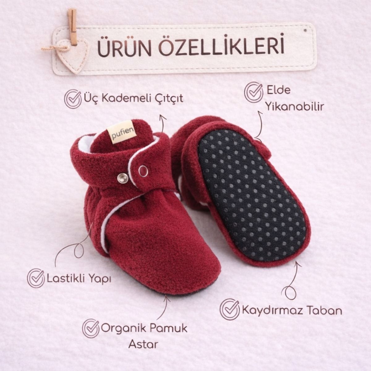 Kırmızı Polar Panduf - Pufien