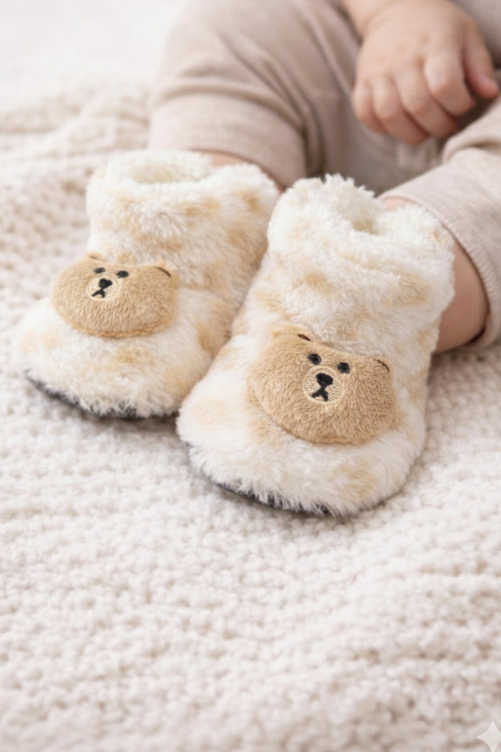 Kışlık Patik, Ayıcık Peluş Bot, Polar Ayı Desenli Rahat ve Kaymaz Tabanlı, Bebek ve Çocuk - PufienEv Botu