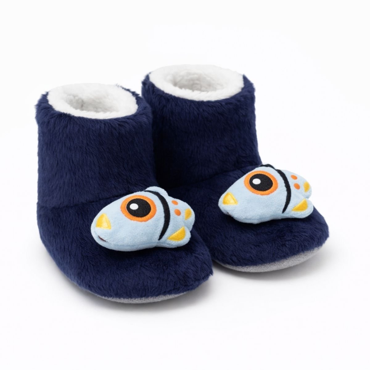 Lacivert Roket Desenli Peluş Ev Botu - Pufien