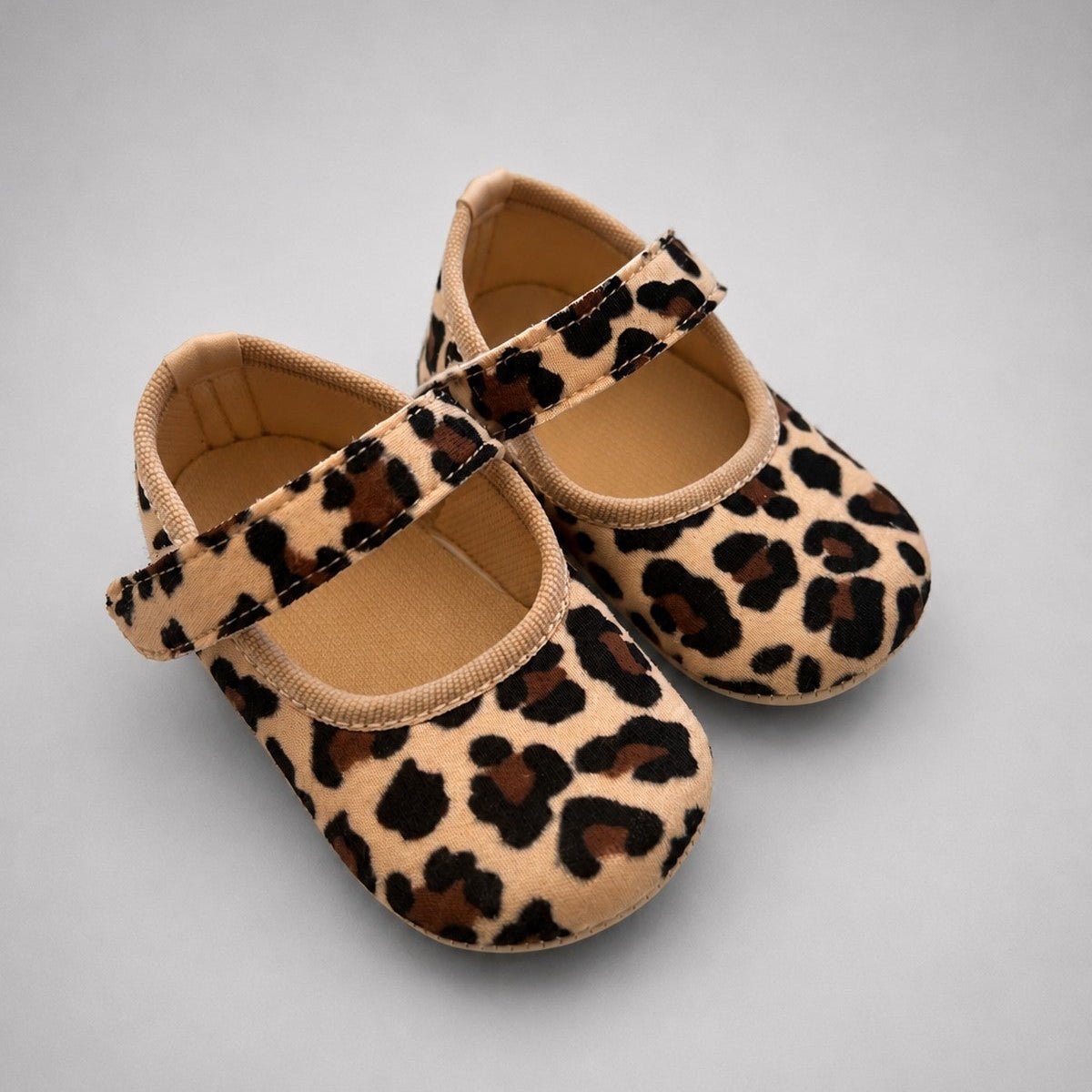 Leopar Desenli Kumaş Bebek Babet, Yenidoğan Ayakkabı, Kız Bebek Patik - Leopar - Pufienpixa