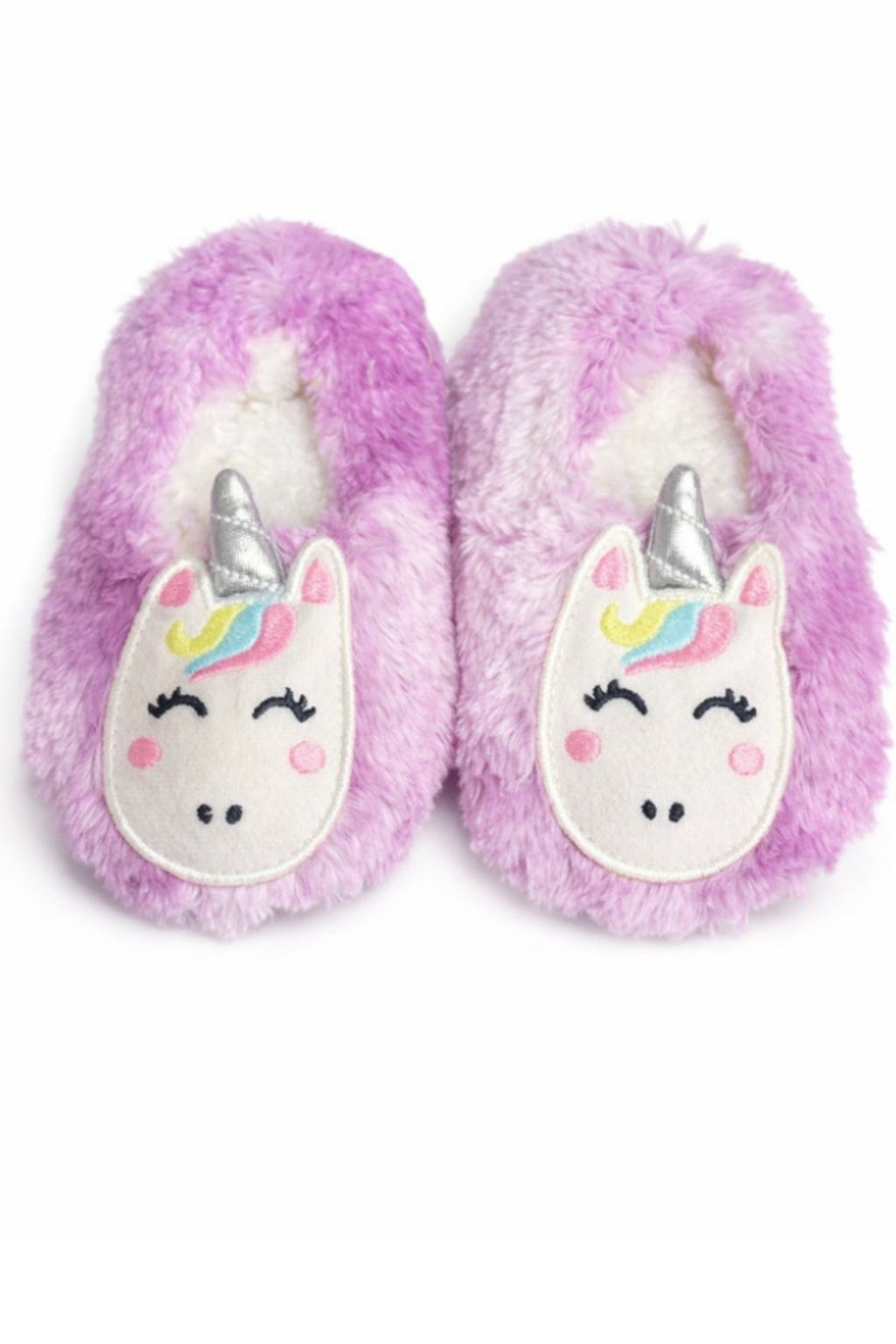 Lila Kız Çocuk Unicorn Desenli Kaymaz Tabanlı Ev Patiği - PufienPatik
