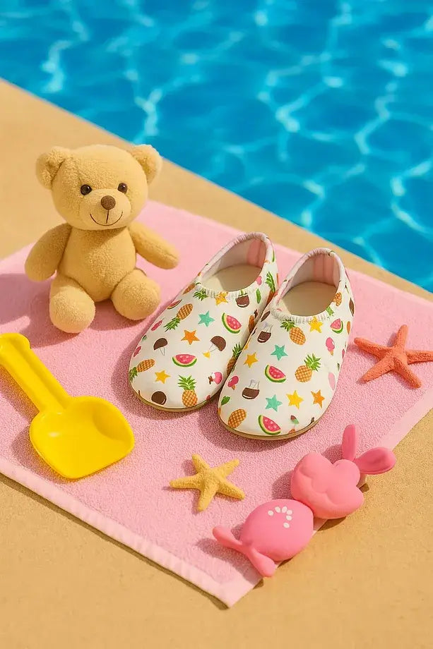 Yaz partisi desenli çocuk deniz ve havuz patiği - çift görünüm