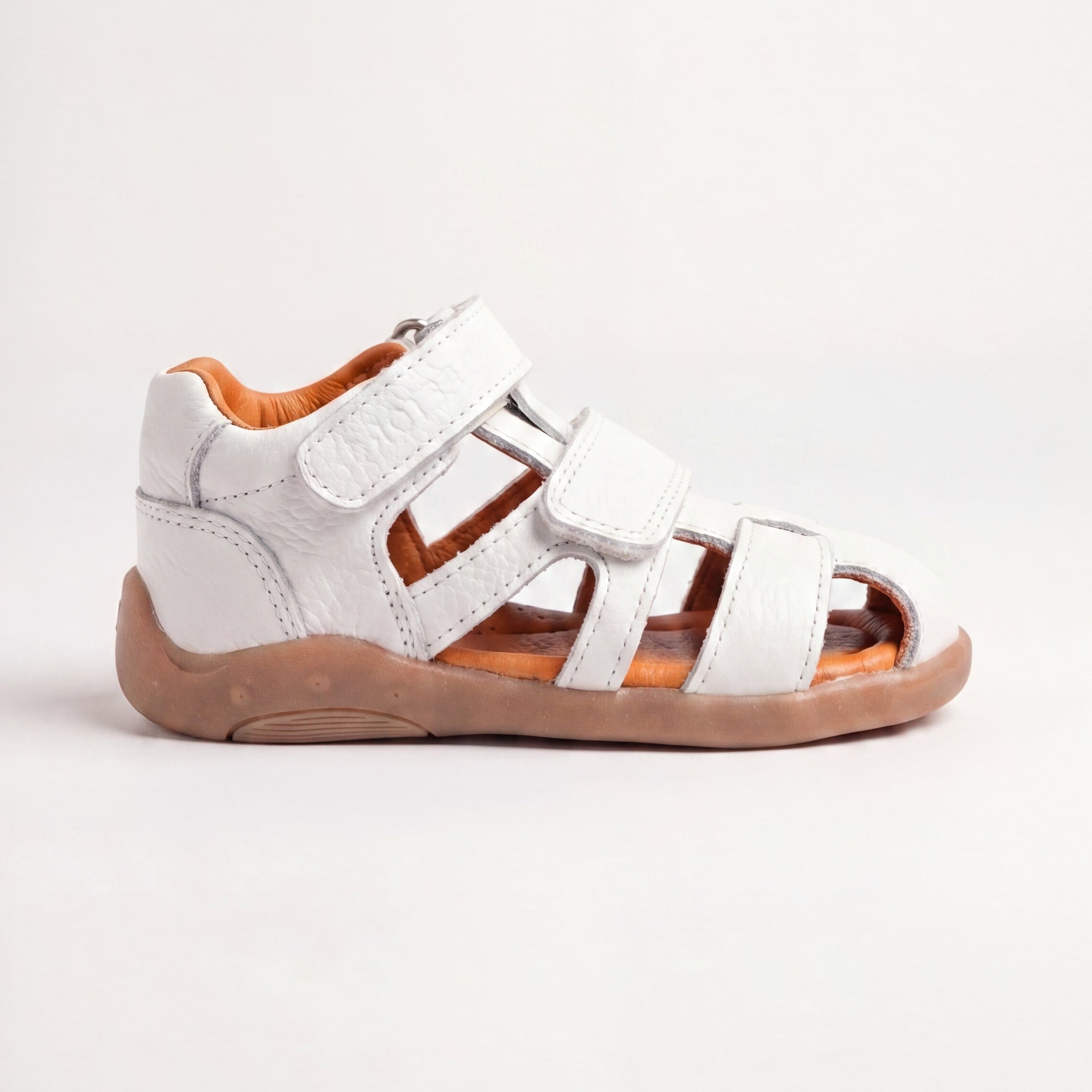 Beyaz Hakiki Deri Cırt Cırtlı Bebek Sandalet – İlk Adım Dostu Şık Model