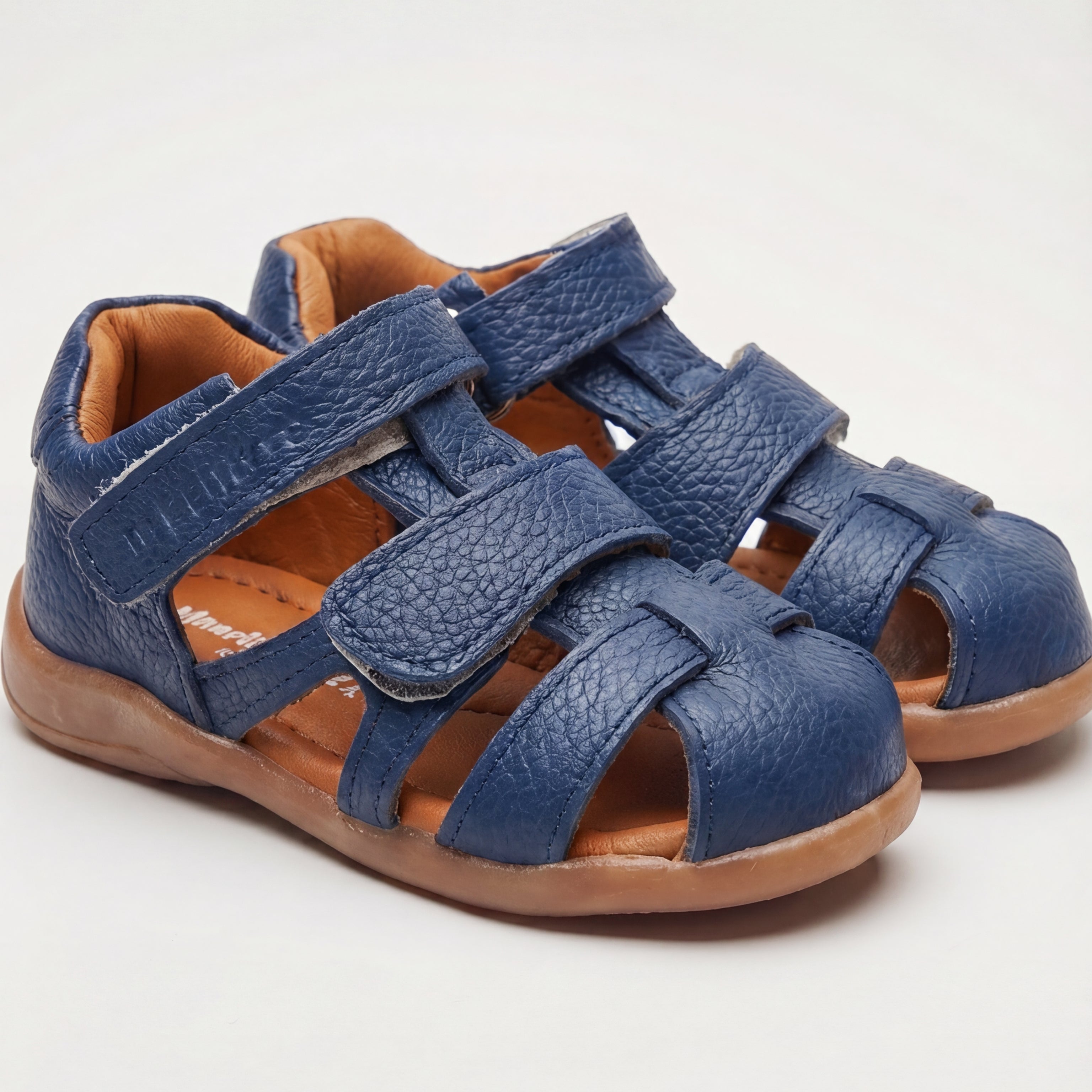 Lacivert Hakiki Deri Cırt Cırtlı Bebek Sandalet – İlk Adım Dostu