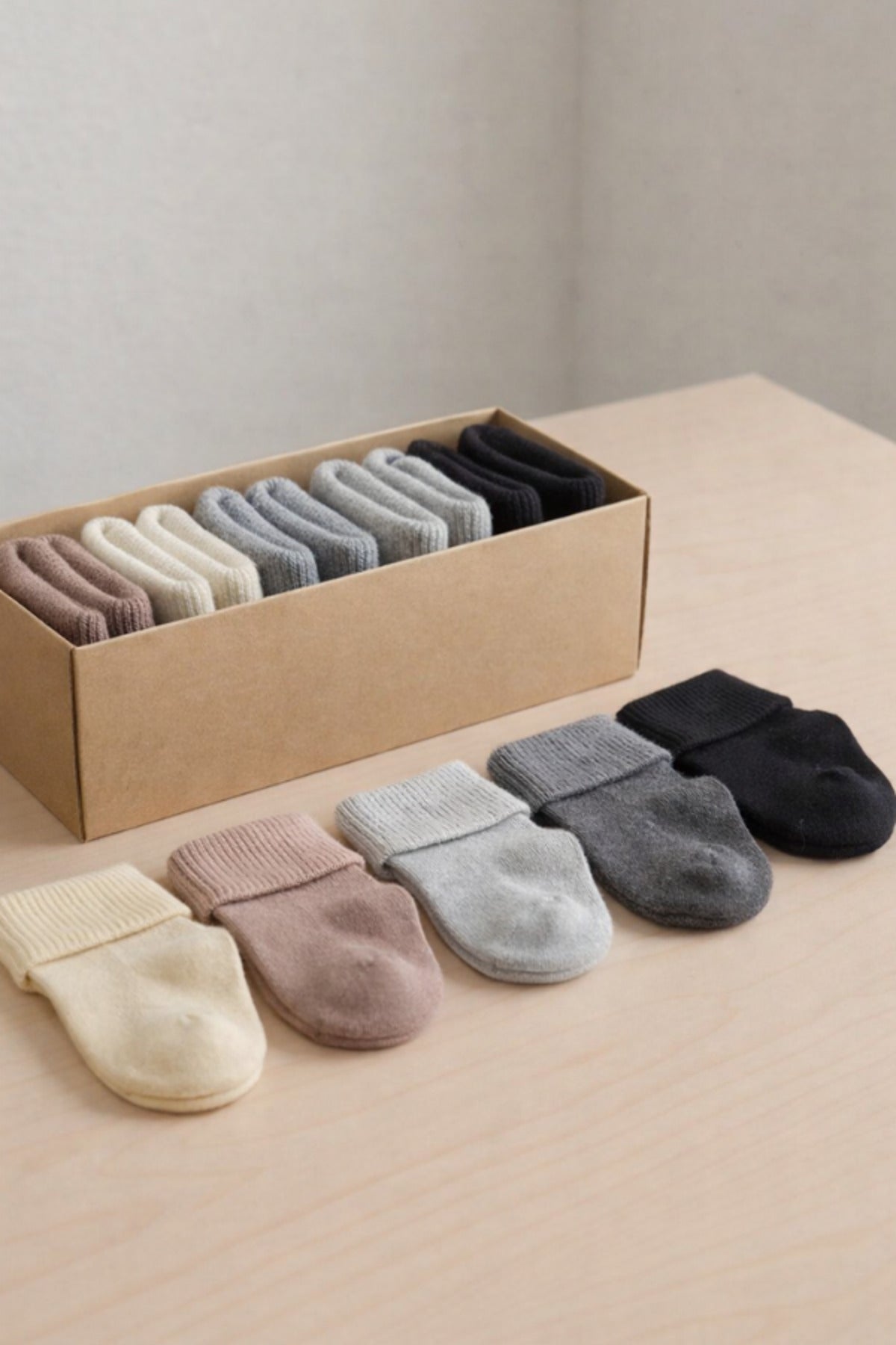 Organik Pamuk Unisex 5'li Kutulu Premium Bebek & Çocuk Çorabı - PufienÇorap