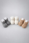 Örgü Patik, Yenidoğan Bebek Patiği, Triko Panduf, 3lü set - 3'lü Sade Set