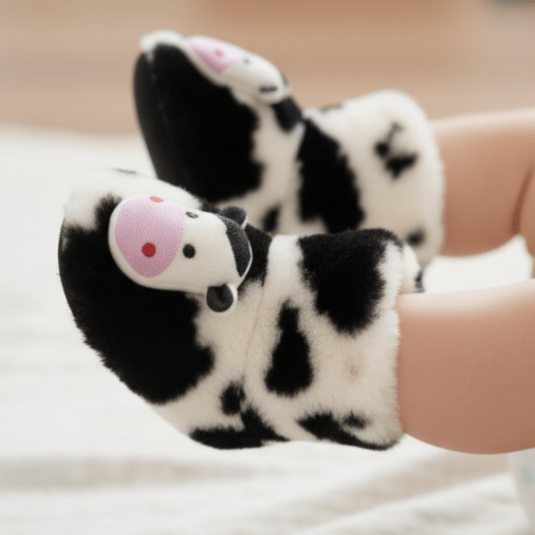 Peluş İnek Figürlü Bebek Ev Botu - Pufien