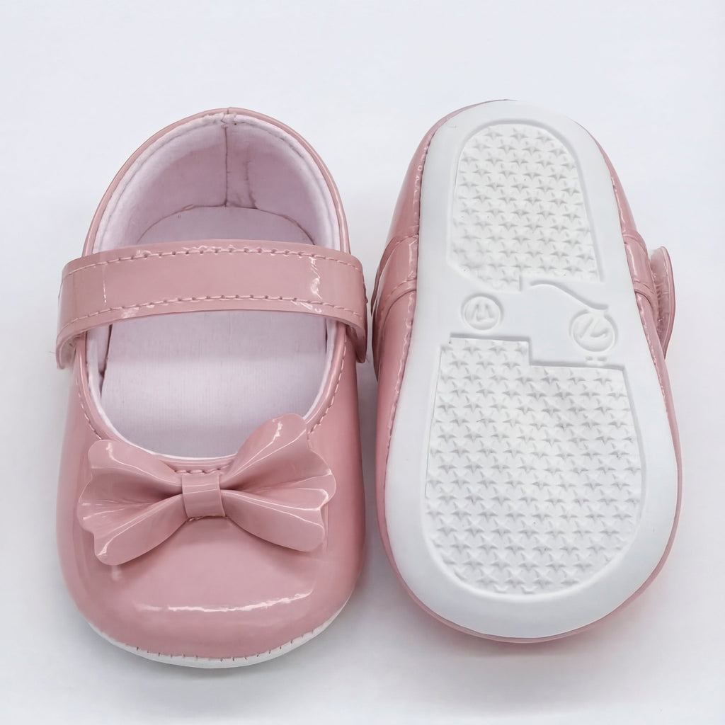 Pembe Fiyonklu Bebek Babet Ayakkabı