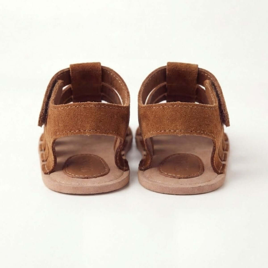 Taba Süet Bantlı Bebek Sandalet Unisex Yazlık - Pufien