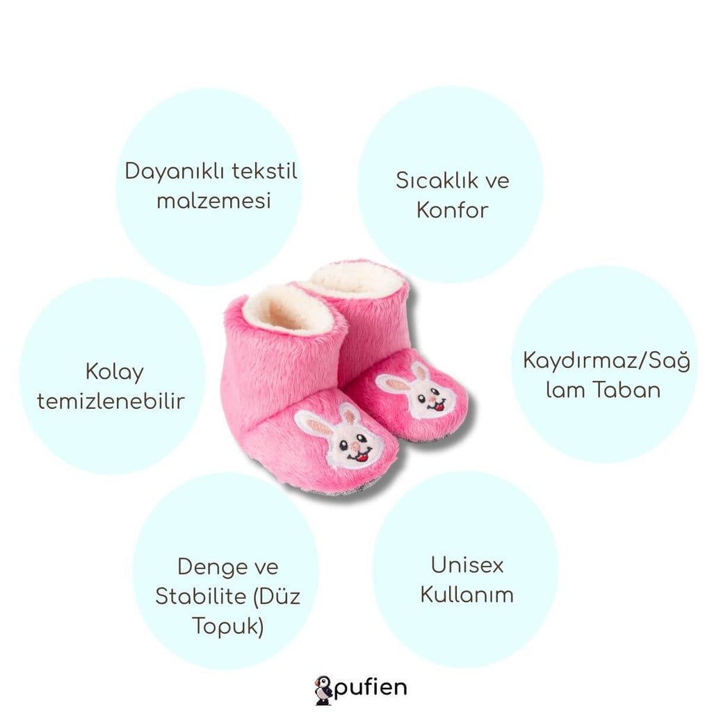 Tavşan Desenli Peluş Ev Botu - Pufien